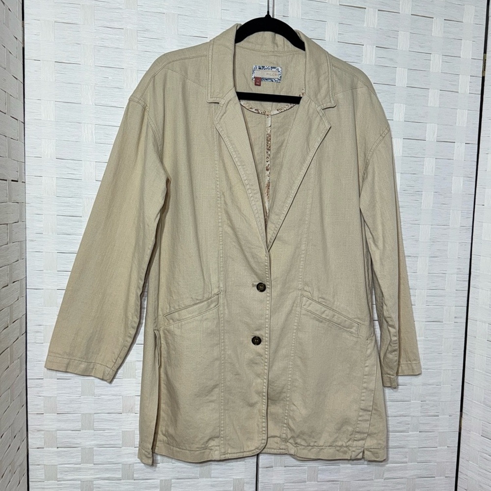 Anthropologie Pilcro Linen/Cotton 2 Button Blazer Jacket with Pockets Size Small